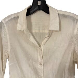 J Mclaughlin White Lightweight Crinkle Gauze Button Up Classic Top Sz XS